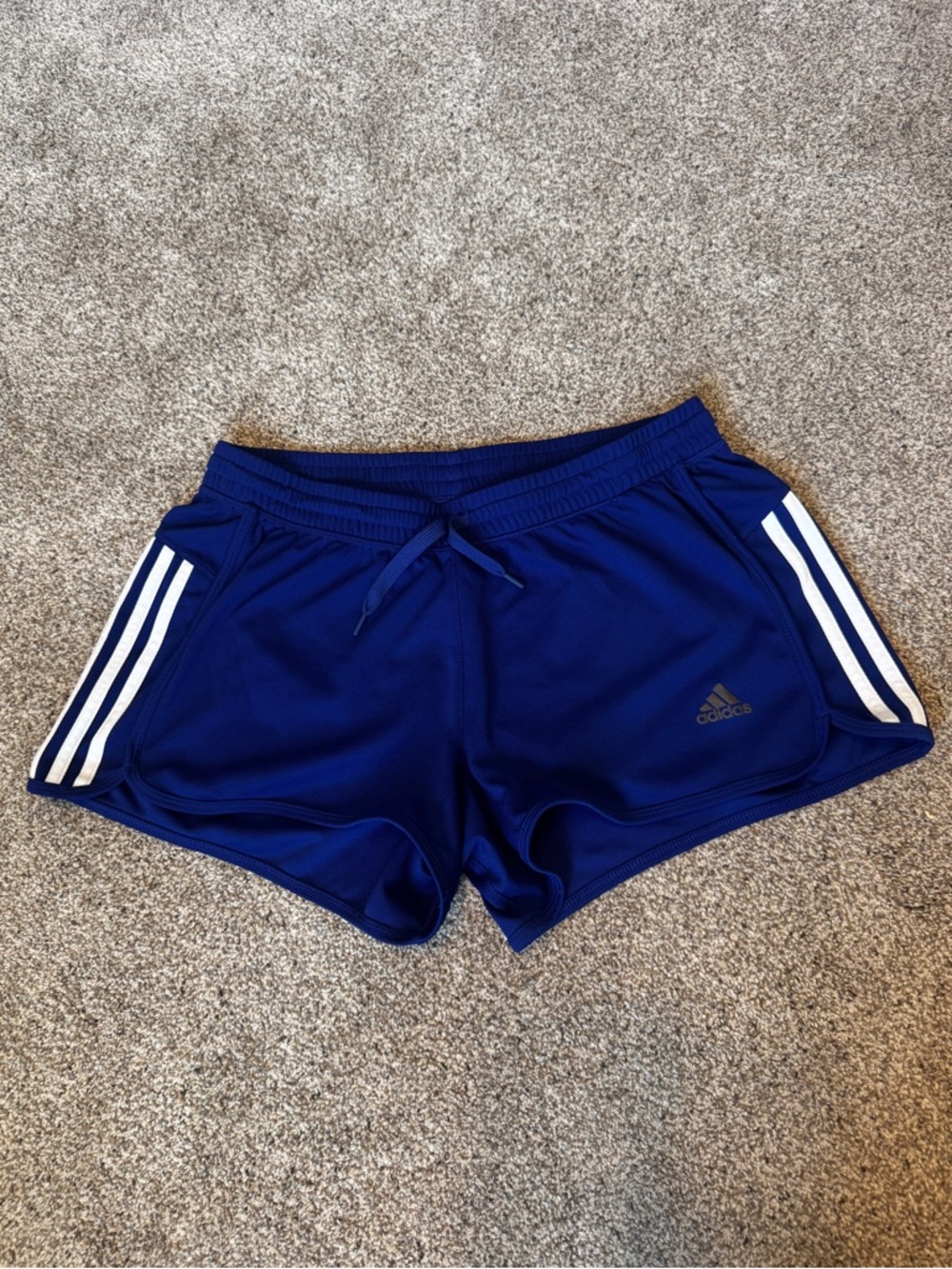 adidas Royal Blue Women's Juniors Athletic Shorts with White Stripes